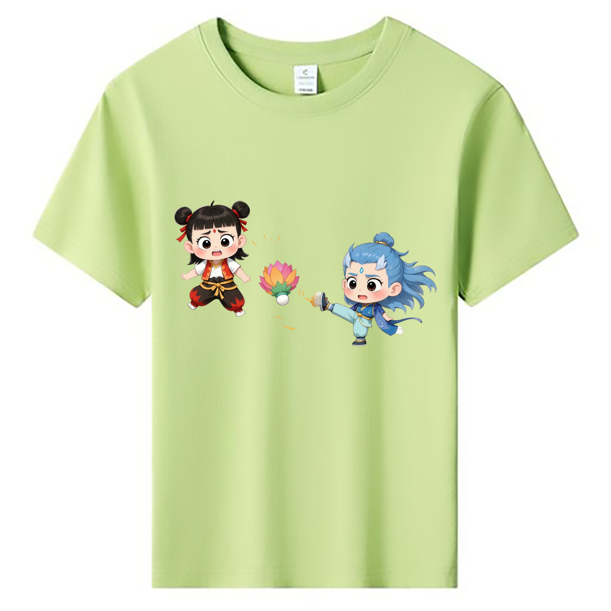 （画像用） Ne Zha 2 ナタ 魔童の大暴れ 綿100％キッズTシャツ（フロントプリント）